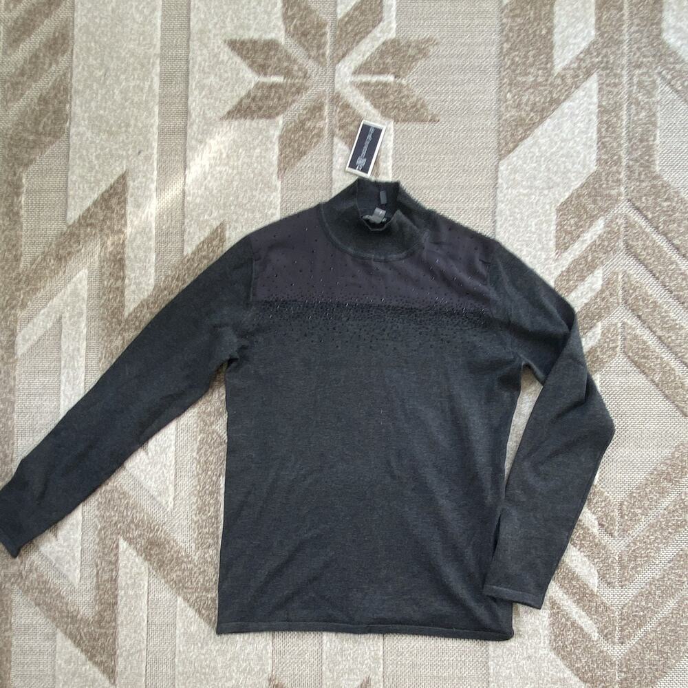 Cable & Gauge Womens Embellished Sweater Size M Gray